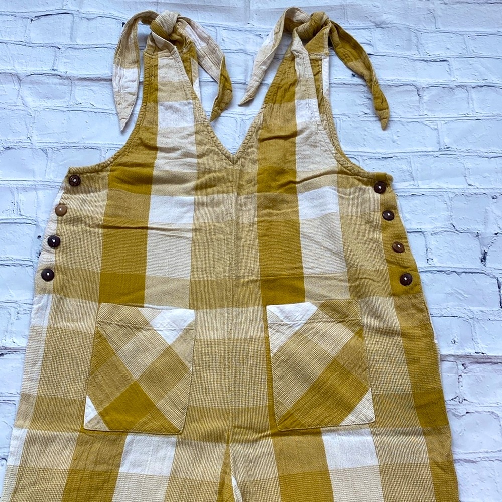 Free People Tan and Cream Plaid Jumpsuit - Picture 5 of 16